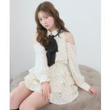 アイボリー柄 | 肩あきリボンタイセットミニワンピ | MAJESTIC LEGON 