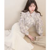 ベージュ柄 | 襟付きエアリーフリルブラウス | MAJESTIC LEGON 