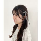 ブラック柄 | ギンガムリボンヘアピンセット | MAJESTIC LEGON 