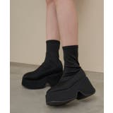 ブラック | 厚底ストレッチミドルブーツ | MAJESTIC LEGON