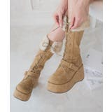 キャメル | 2WAYファー厚底ロングブーツ | MAJESTIC LEGON 