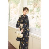 ブラック | 金彩レトロフラワー2way浴衣《浴衣4点セット》【Malymoon マリームーン… | Malymoon 