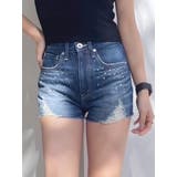 ハイウエストcross point bijouデニムショートパンツ | GYDA | 詳細画像1