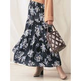 ブラック | ヴィンテージフラワーティアードスカート | MERCURYDUO