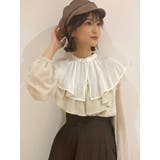 アイボリー | 付け襟ヘリンボーンプリントブラウス | MERCURYDUO