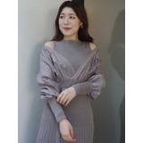 異素材ドッキングフレアロングスリーブニットワンピース | MERCURYDUO | 詳細画像38