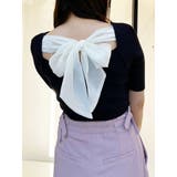 ネイビー | 2WAY異素材BIGリボンニット | MERCURYDUO