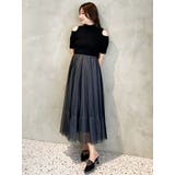 チュールドッキングオープンショルダーワンピース | MERCURYDUO | 詳細画像14 