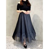 ブラック | チュールドッキングオープンショルダーワンピース | MERCURYDUO