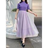 パープル | チュールドッキングオープンショルダーワンピース | MERCURYDUO