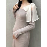 ベージュ | ショルダーリボンニットワンピース | MERCURYDUO
