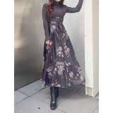 チャコールグレー | フラワードッキングコルセットワンピース | MERCURYDUO