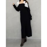 ブラック | 2WAYショルダーリボンマーメイドニットワンピース | MERCURYDUO