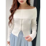 アイボリー | 2WAYオフショルZIPロングスリーブニット | MERCURYDUO