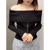 ブラック | 2WAYオフショルZIPロングスリーブニット | MERCURYDUO