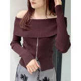 ダークブラウン | 2WAYオフショルZIPロングスリーブニット | MERCURYDUO