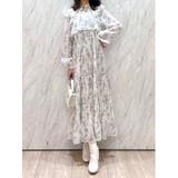 オフホワイト | 花柄プリーツティアードワンピース | MERCURYDUO