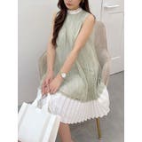 ミントグリーン | バイカラーレースプリーツミニワンピース | MERCURYDUO