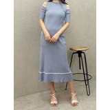 ブルー | 配色クロスリボンニットワンピース | MERCURYDUO