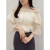 アイボリー | 2WAYオフショル五分袖シャーリングブラウス | MERCURYDUO