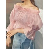 ピンク | 2WAYオフショル五分袖シャーリングブラウス | MERCURYDUO
