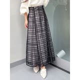 ネイビー | オリジナルチュールチェックフレアスカート | MERCURYDUO