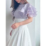 ラベンダー | 異素材ボリュームラッフルスリーブニット | MERCURYDUO