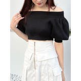 ブラック | クロップドオフショルダーニット | MERCURYDUO