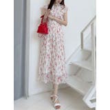 レッド | ラッフルプリーツティアードワンピース | MERCURYDUO