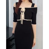 3WAY配色ストラップバッククロスハーフスリーブワンピース | MERCURYDUO | 詳細画像24 