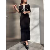 3WAY配色ストラップバッククロスハーフスリーブワンピース | MERCURYDUO | 詳細画像25 