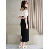 3WAY配色ストラップバッククロスハーフスリーブワンピース | MERCURYDUO | 詳細画像3 