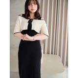 3WAY配色ストラップバッククロスハーフスリーブワンピース | MERCURYDUO | 詳細画像5 