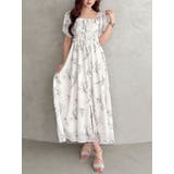 オフホワイト | ボタニカルフラワー2WAYシャーリングワンピース | MERCURYDUO