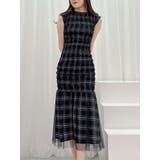 ブラック | シアーチェックシャーリングマーメイドワンピース | MERCURYDUO