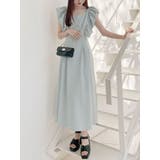 ミントグリーン | リネンライクバックレースアップワンピース | MERCURYDUO