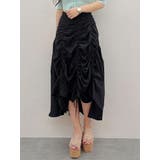 ブラック | ギャザリングフレアスカート | MERCURYDUO