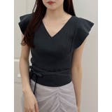 チャコールグレー | カシュクールラッフルコンパクトニット | MERCURYDUO