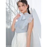 ライトグレー | 2WAYオーガンジードッキングラッフルニット | MERCURYDUO
