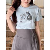 アイスブルー | CATプリントリボンTシャツ | MERCURYDUO