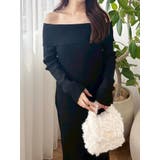 ブラック | レーストリムオフショルニットワンピース | MERCURYDUO