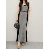 ブラック | チェックサイドレースアップニットワンピース | MERCURYDUO