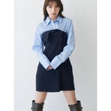 ブルー | 【WEB限定カラーあり】シャツレイヤード風ニットドッキングミニワンピース | MERCURYDUO
