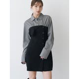 ミックス | 【WEB限定カラーあり】シャツレイヤード風ニットドッキングミニワンピース | MERCURYDUO