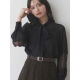 ブラック | ポイントレースボウタイブラウス | MERCURYDUO