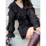 ブラック | シフォンラッフルブラウス | MERCURYDUO