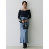 サテンナロースカート | MERCURYDUO | 詳細画像4 