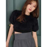 ブラック | ファーライクシャギークロップドパフニット | MERCURYDUO