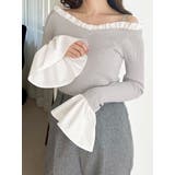 異素材フリルオフショルリブニット | MERCURYDUO | 詳細画像1 