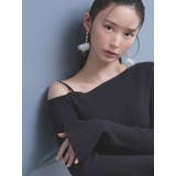 チャコールグレー | アシメパールチェーンワンショルニット | MERCURYDUO